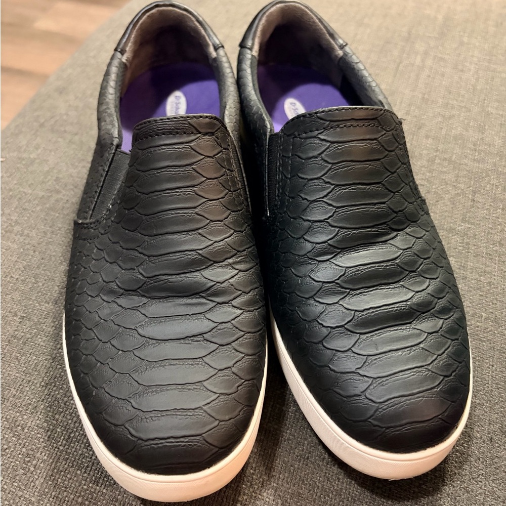 Dr. Scholl's Women's Black Slip-On Sneakers with White Sole